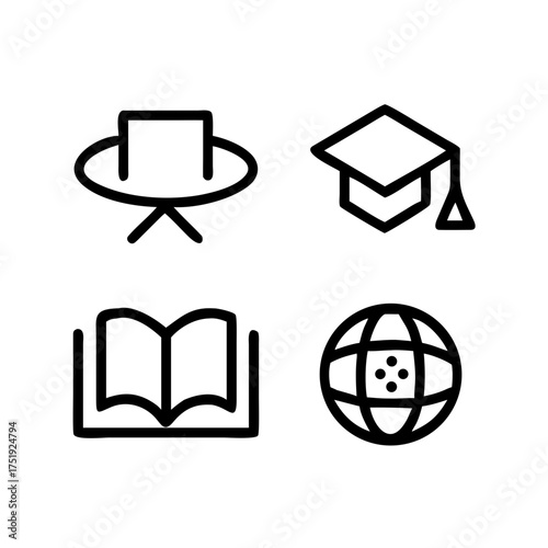 Education and learning icons for web design