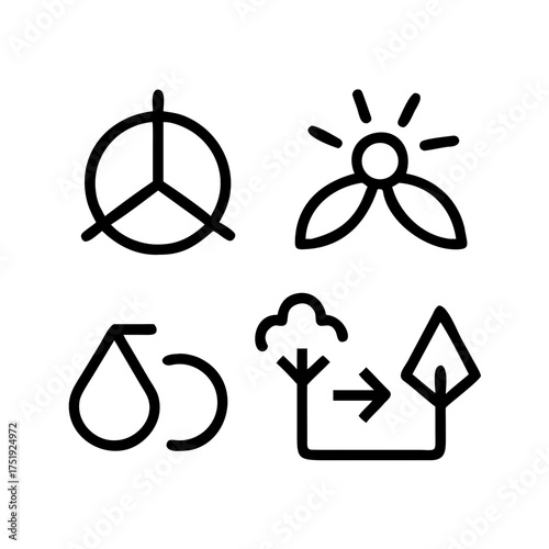 Icon set representing environmental factors