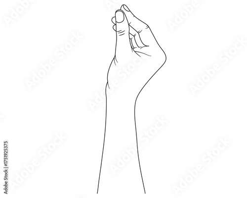 指でつまむ手の線画イラスト ベクター素材
