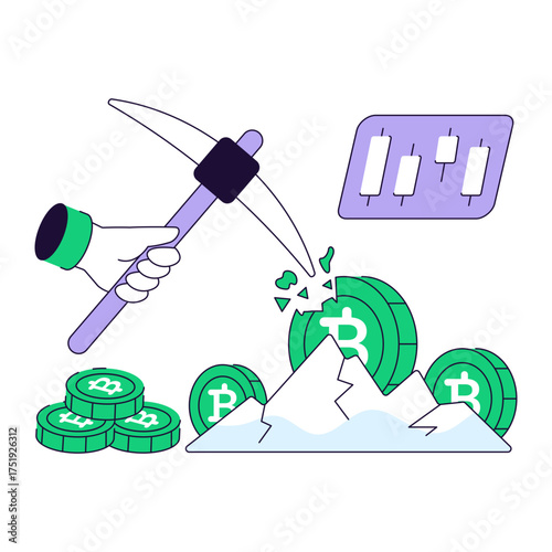 Trendy vector design of bitcoin mining