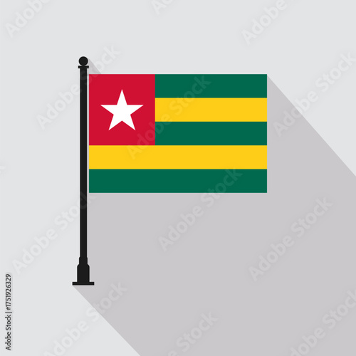 Flat Togo Rectangle Flag Pole in Official Colors