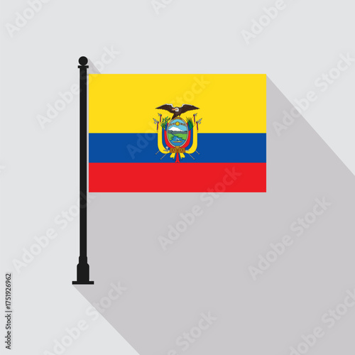 Flat Ecuador Rectangle Flag Pole in Official Colors