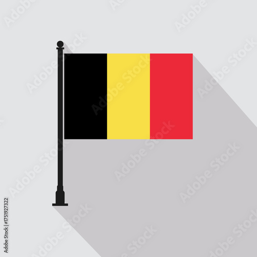 Flat Belgium Rectangle Flag Pole in Official Colors