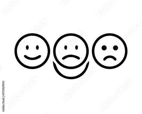 An illustration of three faces with different emotions
