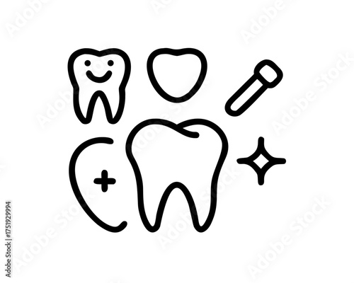 Dental care and hygiene concept with teeth