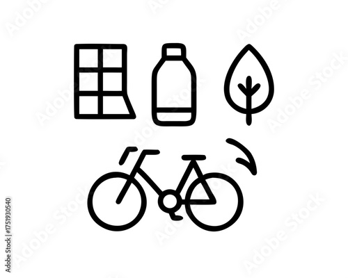 Sustainable lifestyle icon set for ecofriendly living