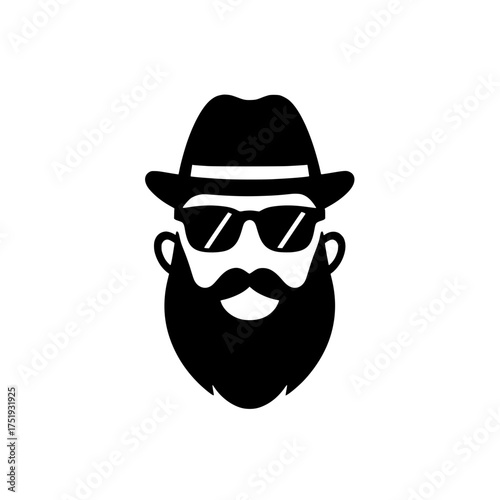 Bearded Man with Hat and Sunglasses - Modern Vector Design
