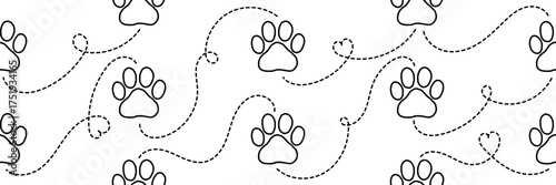 Paw and pawprint pattern with dog and wolf prints for feline foot designs or animal themed projects. This versatile graphic collection features multiple animal tracks for creating cohesive nature illu