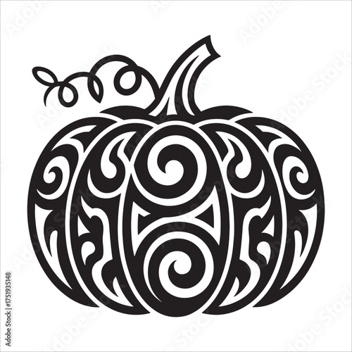 Intricate Tribal Pumpkin Design A Bold and Eye Catching Fusion of Nature and Culture Halloween or Thanksgiving Vector
