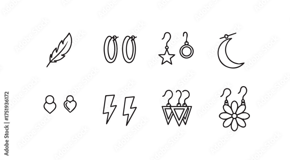 Obraz premium Hand drawn celestial and geometric jewelry icons for fashion and design projects vector