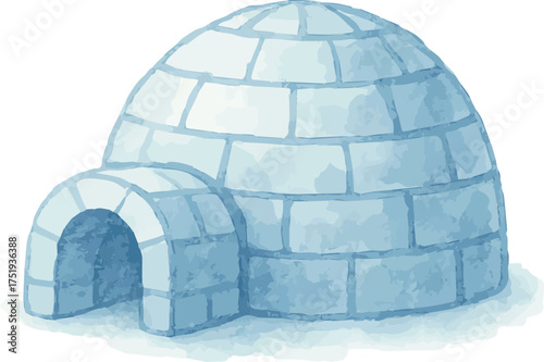 Watercolor vector illustrations of an igloo