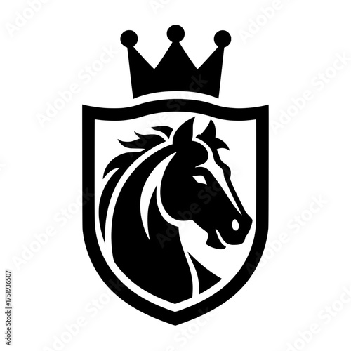 Horse Head Emblem with Crown and Shield