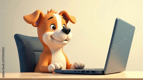 Adorable Digital Dog Assistant Focusing on Futures