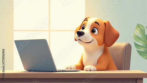 Adorable Digital Dog Assistant Focusing on Futures