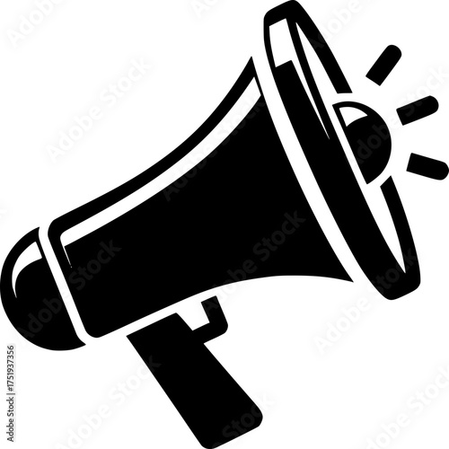 Megaphone Icon: A striking silhouette of a classic megaphone, its bold form signifying announcements, communications, and vocal power.