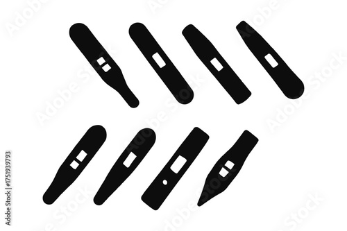 A graphic set of various pregnancy test silhouettes representing fertility and maternity concepts