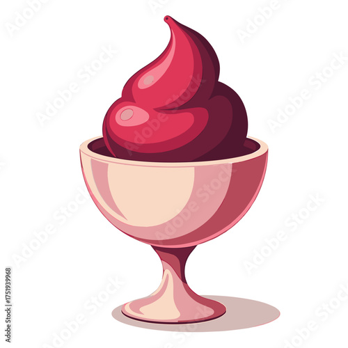 Isolated ice cream in a sundae dish against white backdrop, creating simple summer treat. Isolated treat with cool, creamy, and refreshing sweetness is perfect for hot days.