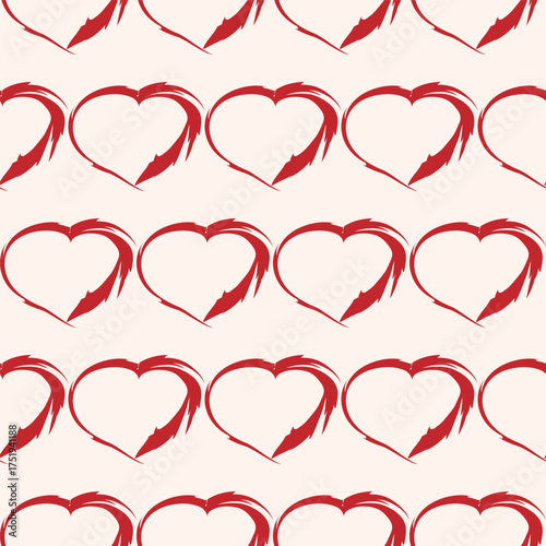 Vector seamless pattern with hand-drawn hearts. Suitable for printing, wallpaper, packaging, cards, web design, scrapbooking, and stickers.