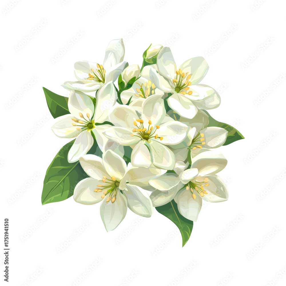 Obraz premium Orange Blossom Illustration. Symbol Of Purity And Freshness In Nature. Isolated On Transparent Background