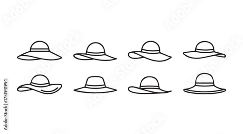 Collection of hand drawn summer hats for protection and style vector