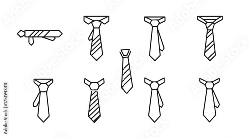 Photography Collection of hand-drawn neckties and tie clip various patterns and styles for f