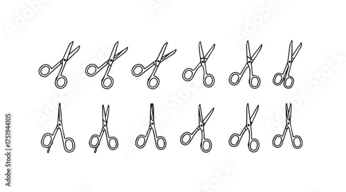 Collection of surgical scissors in various styles medical instruments flat design element vector