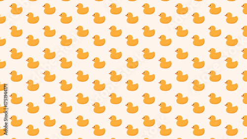 Cheerful orange rubber duck repeating pattern vector on a pale background. Fun texture perfect for baby shower prints, textiles, and childish wallpaper
