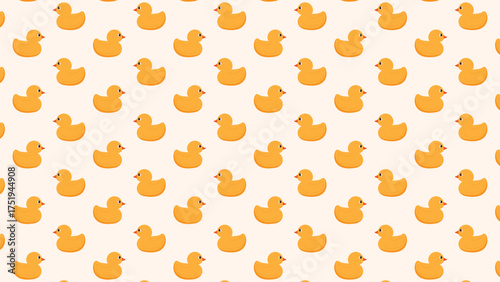 Cheerful orange rubber duck repeating pattern vector on a pale background. Fun texture perfect for baby shower prints, children's clothing, and simple wallpaper