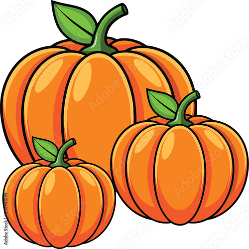 Cartoon Style Orange Pumpkin Illustration