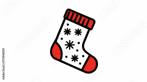 Christmas stocking with snowflake icon for holiday apps and festive decor