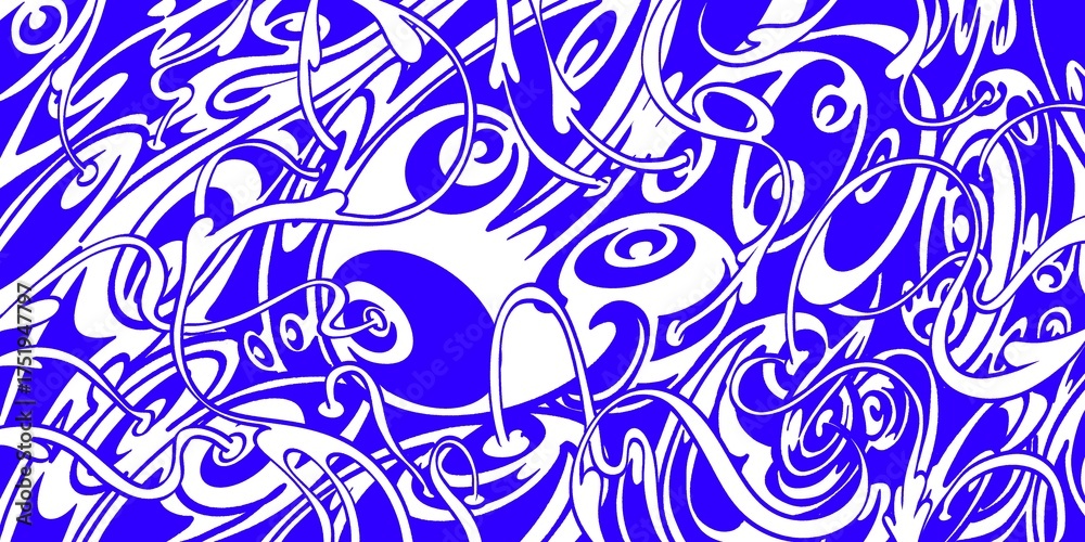 Fototapeta premium Wind blowing hand drawn doodle art with blue lines filling the paper. Creative abstract vector illustration suitable for wallpaper, drawing books, covers. Isolated on white background