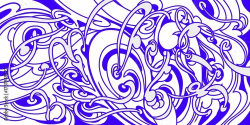 Wind blowing hand drawn doodle art with blue lines filling the paper. Creative abstract vector illustration suitable for wallpaper, drawing books, covers. Isolated on white background