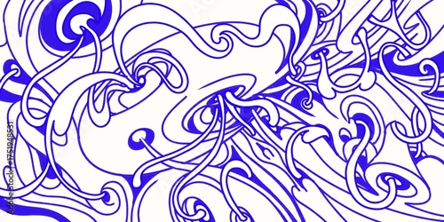 Wind blowing hand drawn doodle art with blue lines filling the paper. Creative abstract vector illustration suitable for wallpaper, drawing books, covers. Isolated on white background