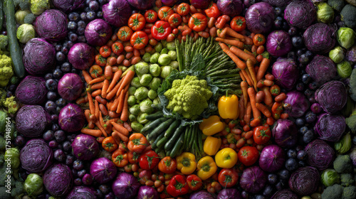 Top view of vibrant vegetables on a dark background, showcasing their natural beauty 