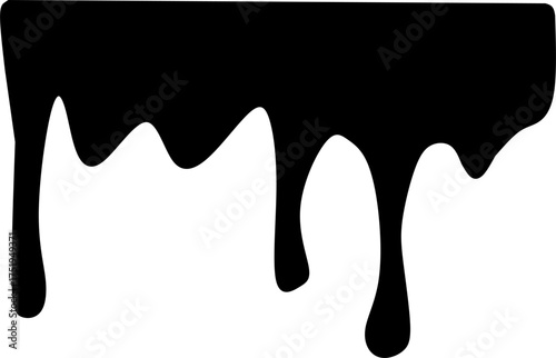 Vibrant black dripping paint effect isolated on white background. Perfect for horror, Halloween, graffiti, or creative design projects needing bold texture.
