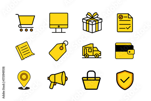 Collection of online shopping and business icons scalable vector graphics for e-commerce