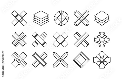 Collection of abstract geometric shapes and symbols vector graphics for design projects