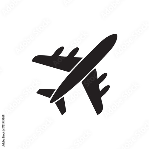 Commercial Passenger Airplane Flying Glyph Icon (Top View)

