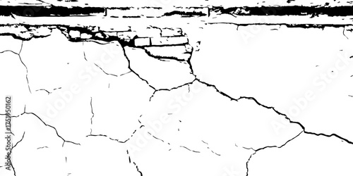 
Weathered plaster surface with spreading cracks and chipped paint; perfect for use in architectural renders or dark visual storytelling.

