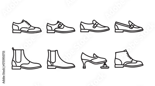 Diverse collection of classic menswear footwear styles and elegant ladies shoes vector