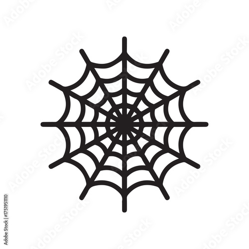 Symmetrical Spiderweb Outline Icon or Symbol

