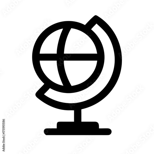 Spherical globe illustration on stand vector graphic for global business and education concepts