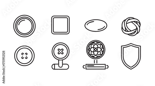 Collection of eight diverse icons representing fashion accessories and symbols vector