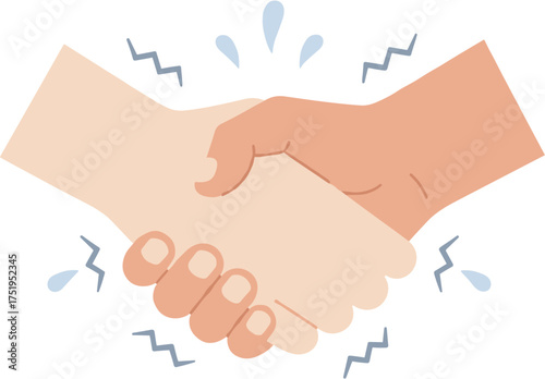 Cute Flat Style Two Handshake Gestures With Stress Sign Illustration