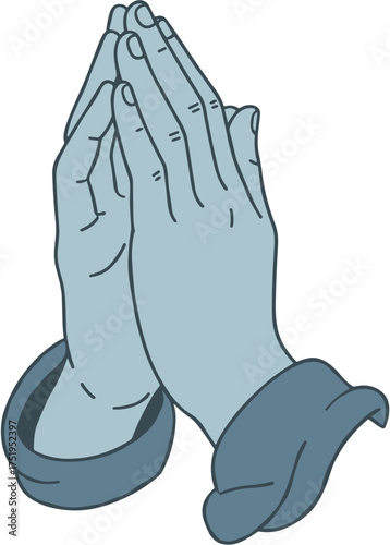 Clean Line Style Folded Hand Gesture Hope Expression Illustration