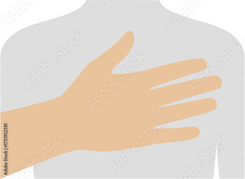 Simple Flat Illustration Hand on Back Shoulder Pain Comfort Graphic