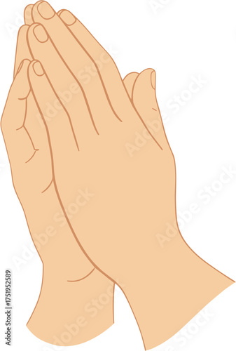 Flat Design Hands Clasping Together In Prayer Gesture or Hope Illustration