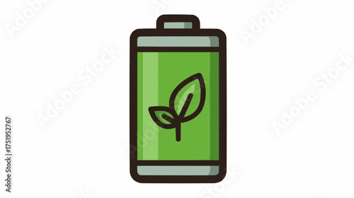 Battery with sprout icon for eco-power apps and sustainable gadget projects