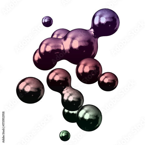 Mercury Blobs Design Elements with Halftone Effect