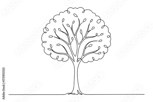Line Drawing of a Solitary Tree,
vector illustration of a tree,
Continuous Line Art Capturing Nature’s Simplicity and Serenity